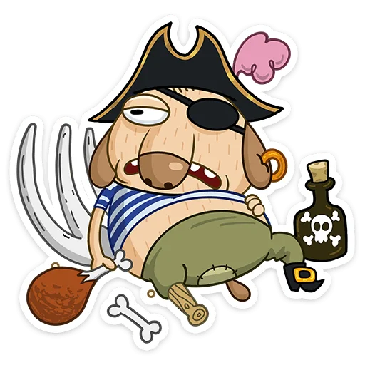 Telegram Sticker «Пират Дигги» 🍗