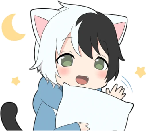 Telegram Sticker «Black and white cat boy •» 💤