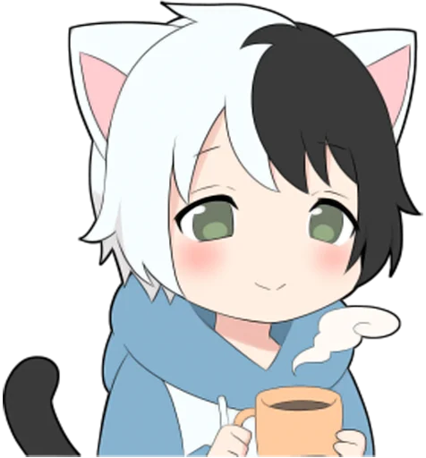 Емодзі Black and white cat boy • ☕️