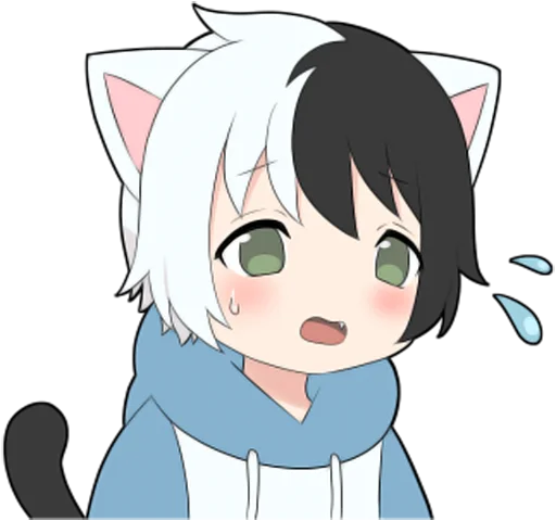 Емодзі Black and white cat boy • 😥