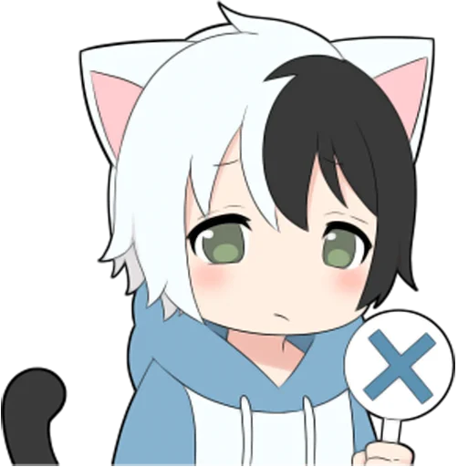 Telegram Sticker «Black and white cat boy •» 🙅‍♂️