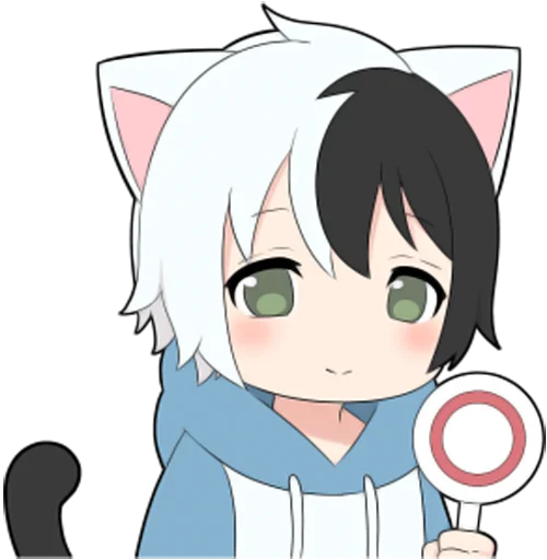 Telegram stiker «Black and white cat boy • » 👍
