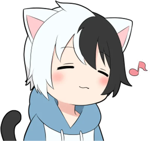 Telegram Sticker «Black and white cat boy •» 🎵