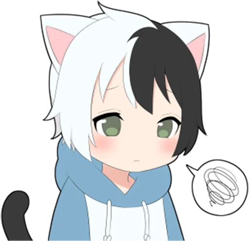 Стикер Telegram «Black and white cat boy •» 😕