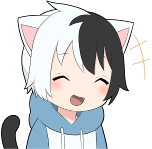 Telegram Sticker «Black and white cat boy •» 😅