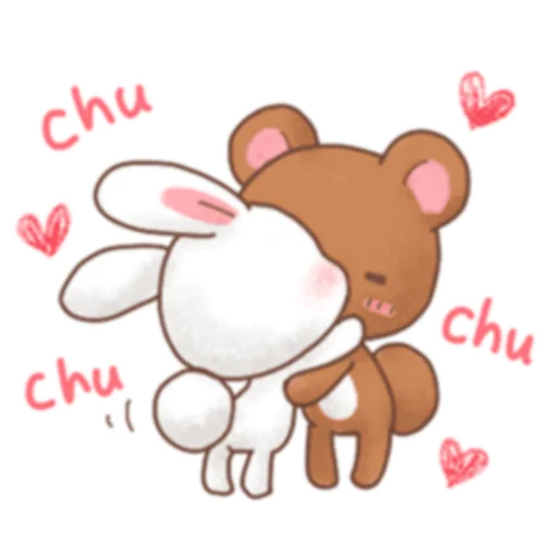 Telegram Sticker «Rabbit & Bear's love Prt. 1 (FULL) [日本]» 😘