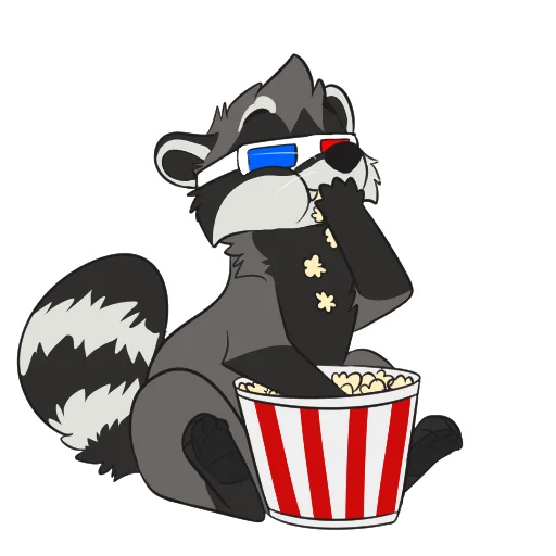 Telegram stiker «Raccoons by Pulexart.com» 🍿