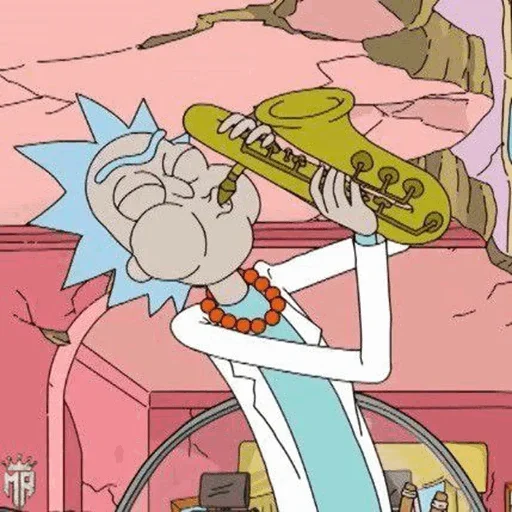 Стикер Telegram «Rick and Morty» 🎷