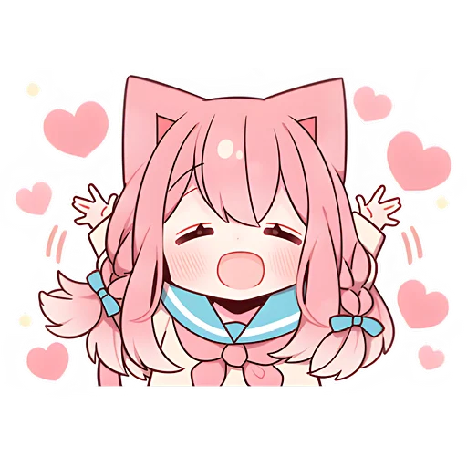 Розовая кошка-тян emoji 🥰