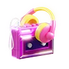 Емодзі retro pink 3D 🎧