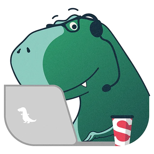 Telegram stiker «T-Rex by Selectel» 🎧