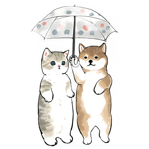 Telegram Sticker «Шиба и Нян котик» ☺