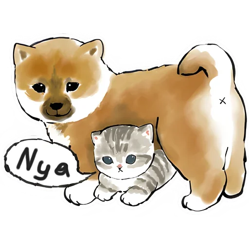 Telegram stiker «Шиба и Нян котик» 😊