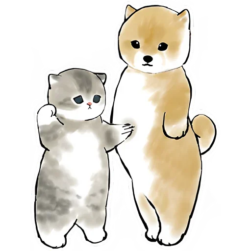 Telegram stiker «Шиба и Нян котик» 😌