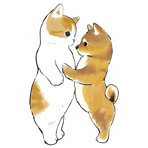 Шиба и Нян котик  sticker 😘