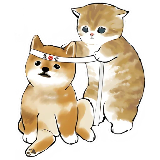 Telegram Sticker «Шиба и Нян котик» 😄