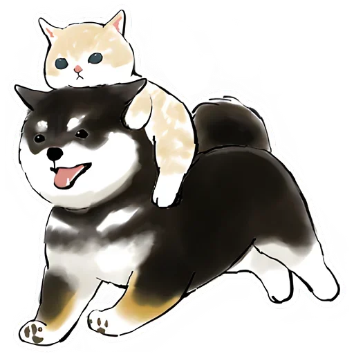 Telegram stiker «Шиба и Нян котик» 🐕