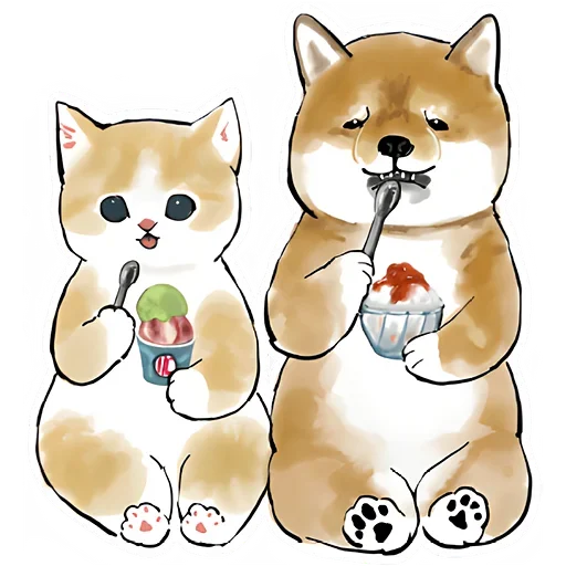 Шиба и Нян котик sticker 😋