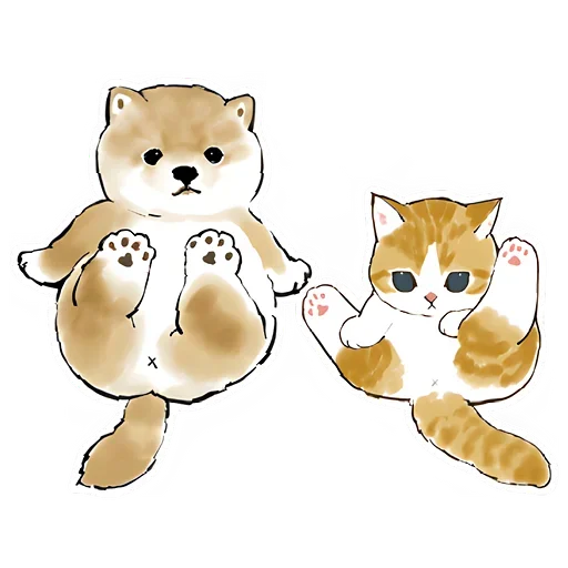 Telegram Sticker «Шиба и Нян котик» 🤭