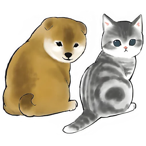Telegram stiker «Шиба и Нян котик» 😅