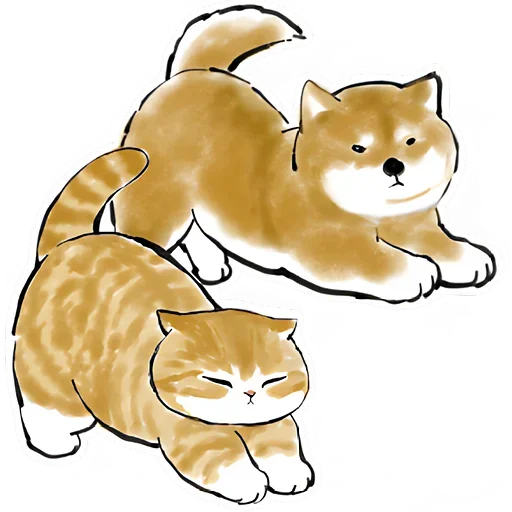 Telegram stiker «Шиба и Нян котик» ☀