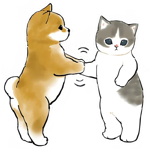 Telegram stiker «Шиба и Нян котик» 👋