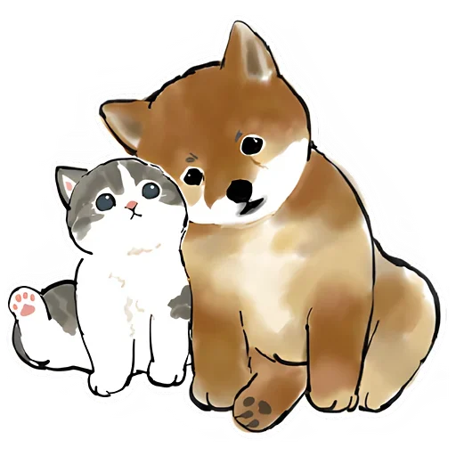 Telegram Sticker «Шиба и Нян котик » 😔