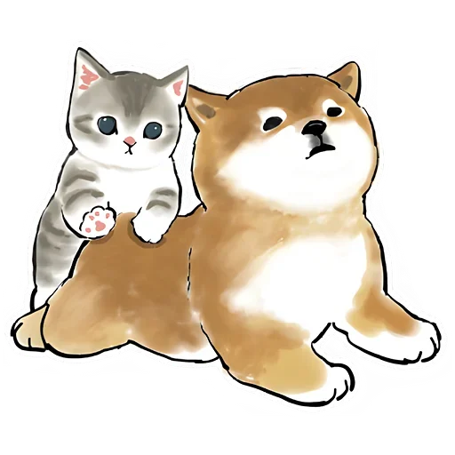 Telegram stiker «Шиба и Нян котик» 🧐