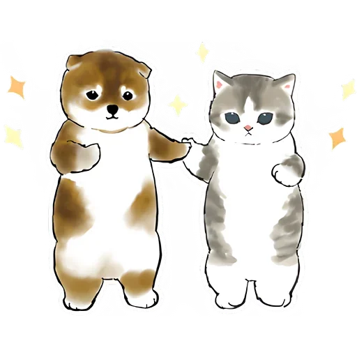 Telegram stiker «Шиба и Нян котик» 🥰
