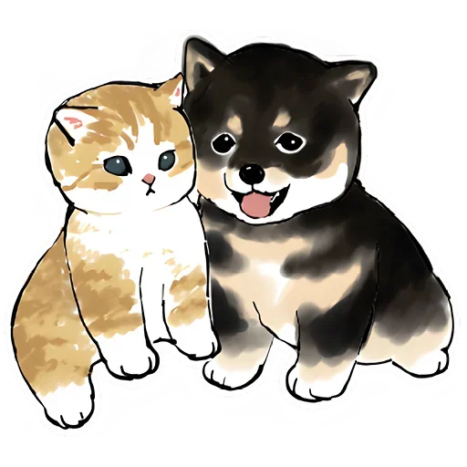 Шиба и Нян котик  sticker 😛