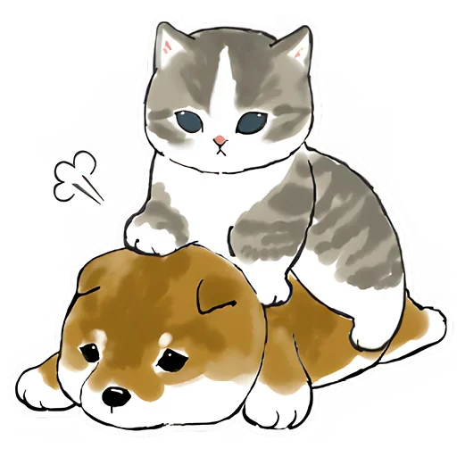 Шиба и Нян котик sticker 😠