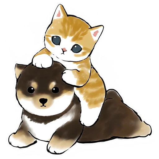 Telegram Sticker «Шиба и Нян котик» 🥰