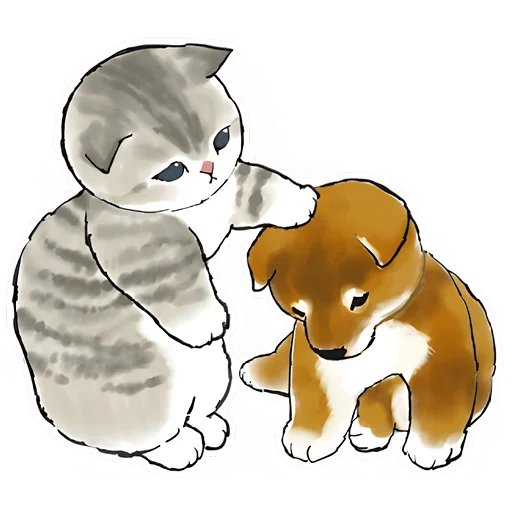 Telegram stiker «Шиба и Нян котик» 🤗