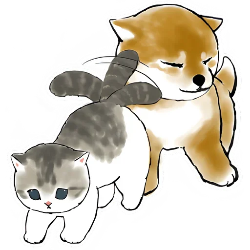 Шиба и Нян котик sticker 😉