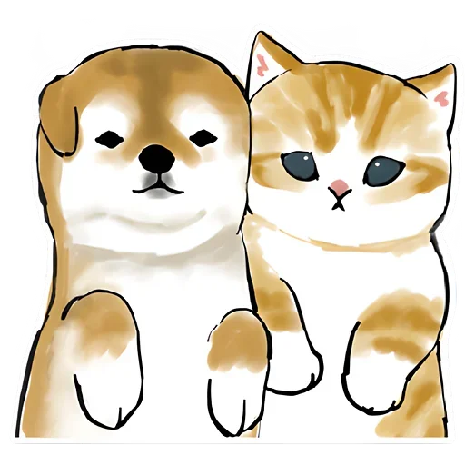 Telegram stiker «Шиба и Нян котик» ☺