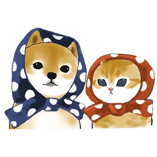 Telegram stiker «Шиба и Нян котик» 😊