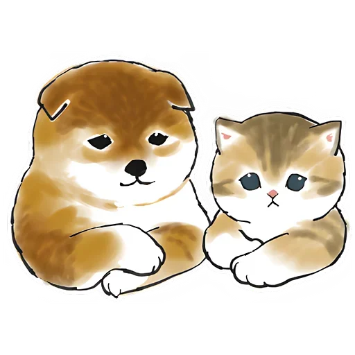 Telegram stiker «Шиба и Нян котик» 😔