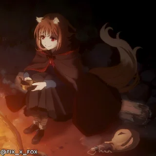Стикер Spice and Wolf Merchant Meets the Wise Wolf 😋