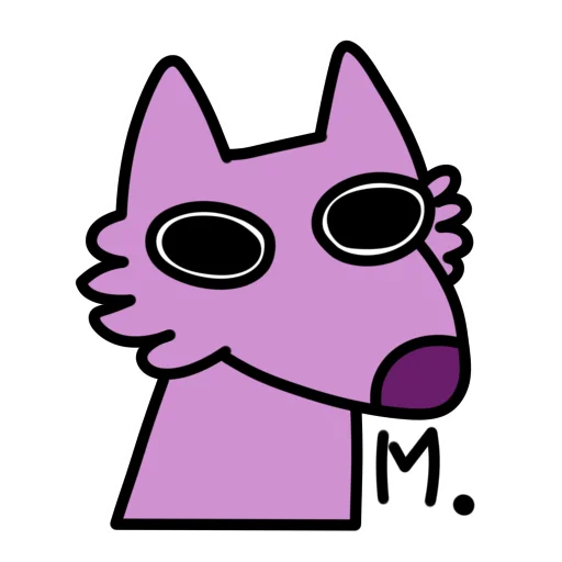 Стикер Глупый Фиолетовый Волк 😐
