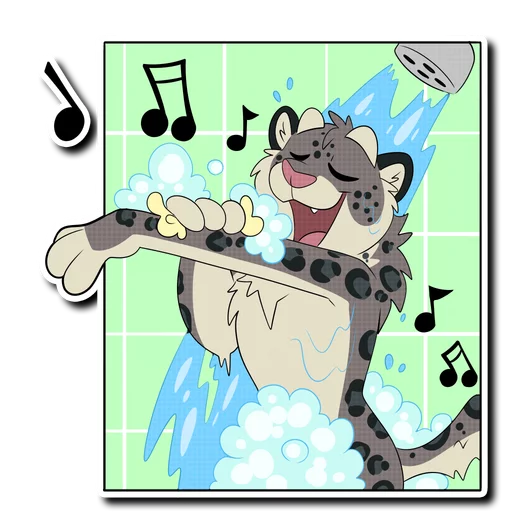 Telegram Sticker «Snow Leopard (round 2!)» 🚿