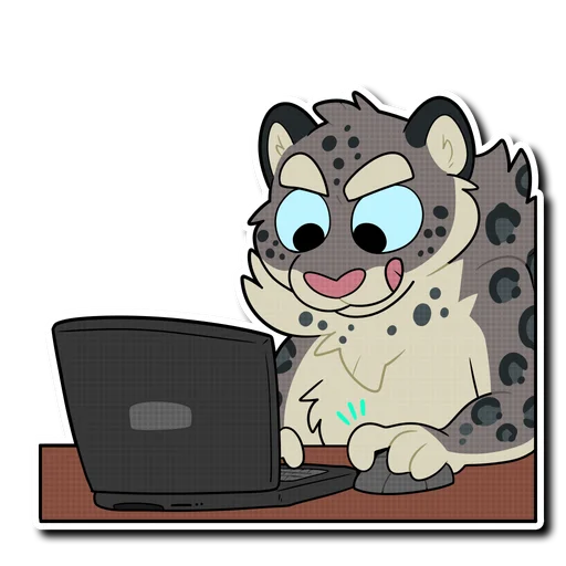 Telegram Sticker «Snow Leopard (round 2!)» 💻