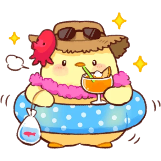 Telegram stiker «Soft and Cute Chicks Summer» 🍸