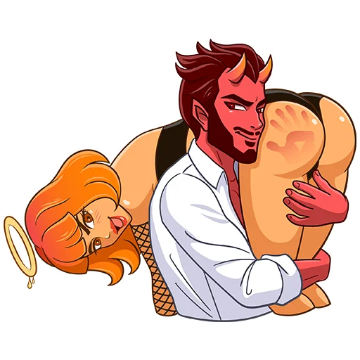 Telegram stiker «Chili Devil & Honey Angel» 👋