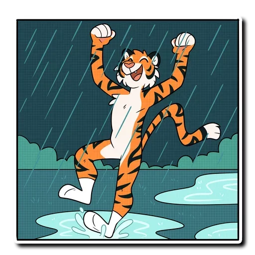 Telegram Sticker «Tiger Life» 🌧