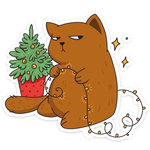Telegram stiker «Девочка-Панда и кот Барсик» 🎄