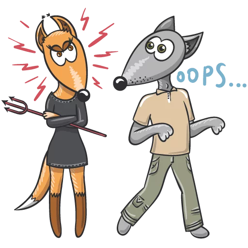 Telegram Sticker «Wolf and Fox» 👿
