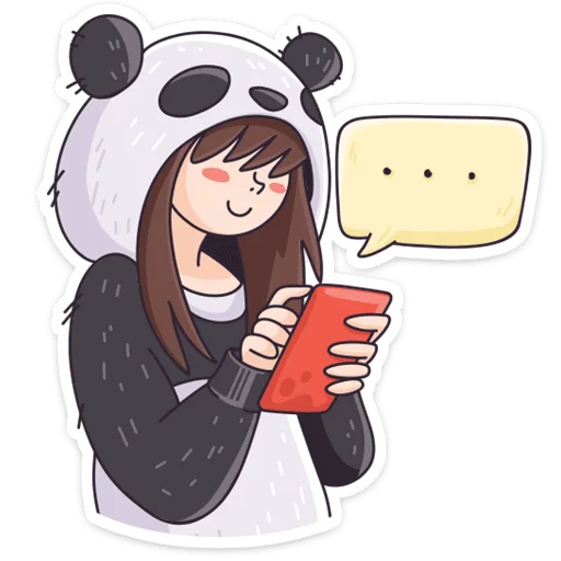 Telegram Sticker «Девочка-Панда и кот Барсик» 😕