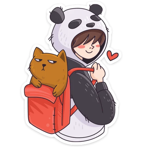 Девочка-Панда и кот Барсик emoji ☺️